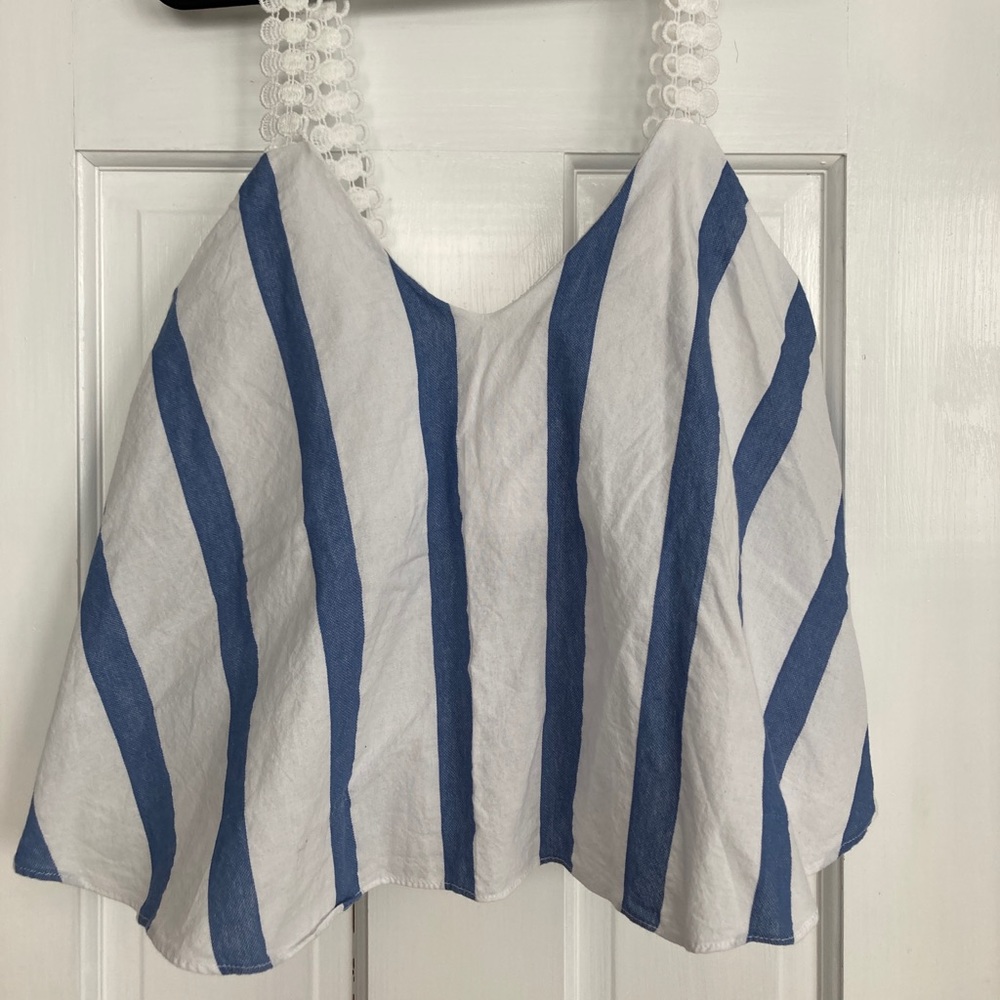 Toi & Moi Blue Striped Tank Top, Size Small
